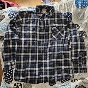 Field & Stream Mens Large Blue Plaid Flannel Long Sleeve Button Up